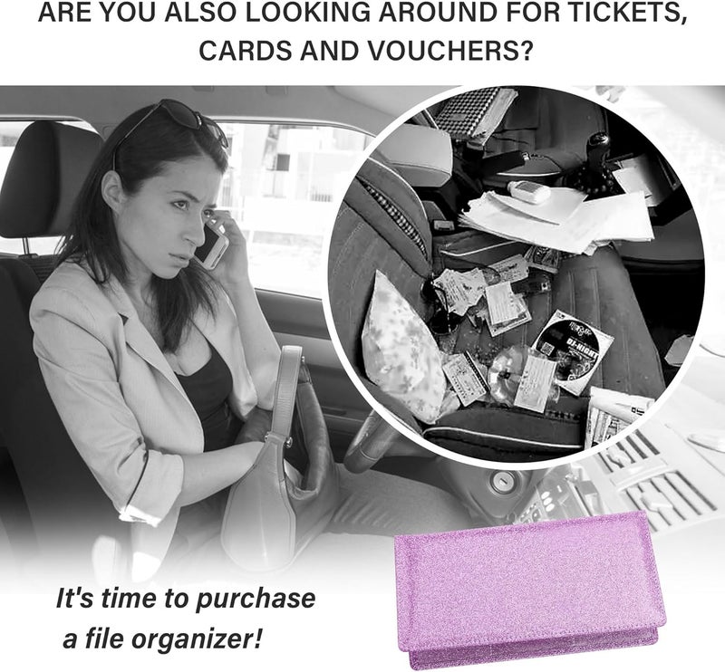 Stacool Bling Car Registration and Insurance Holder with Magnetic Clasp,PU Leather Car Organizers for ID,Bank Cards,Universal Glove Box Organizer (Purple) - Image 3